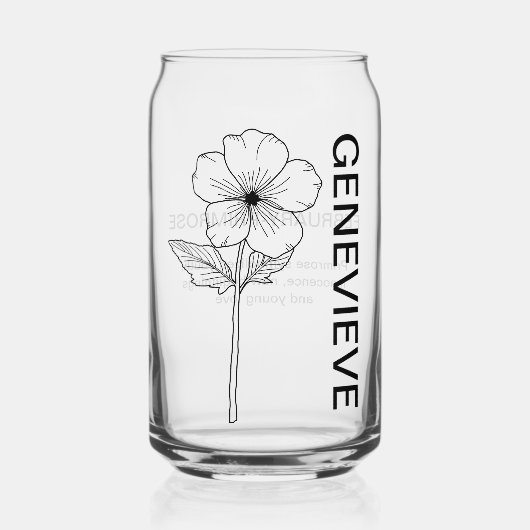 2月誕生フラワープリムローズと名前をカスタムする ガラス缶 (正面)