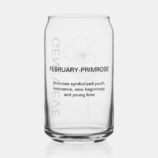 2月誕生フラワープリムローズと名前をカスタムする ガラス缶 (裏面)