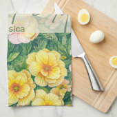 2月誕生フラワープリムローズ キッチンタオル (四つ折り)