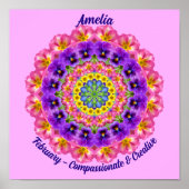 2月誕生フラワー引用文キッズ子供部屋 ポスター (正面)