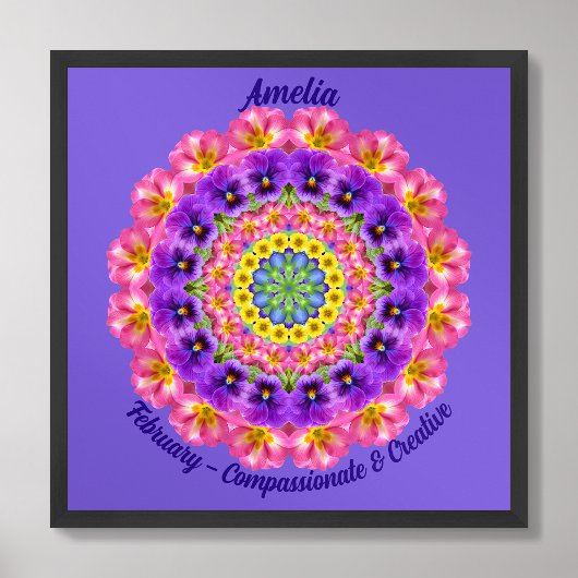 2月誕生フラワー引用文キッズ子供部屋 ポスター