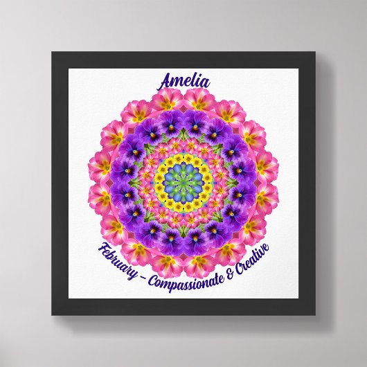 2月誕生フラワー引用文キッズ子供部屋 ポスター