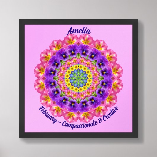 2月誕生フラワー引用文キッズ子供部屋 ポスター