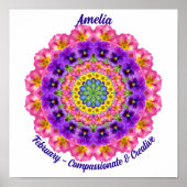 2月誕生フラワー引用文キッズ子供部屋 ポスター (正面)