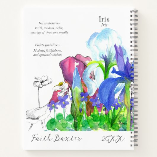 2月誕生日アイリスフラワー感謝ジャーナル ノートブック (裏面)