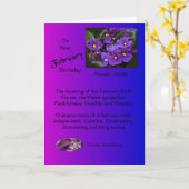 2月誕生日カード – バイオレットとアメジスト カード (黄色い花)