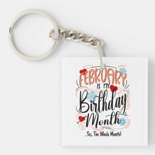 2月誕生日月。月全体のお祝い キーホルダー (正面)