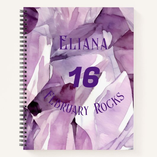 2月誕生日記念日名前をカスタムするノート ノートブック (正面)