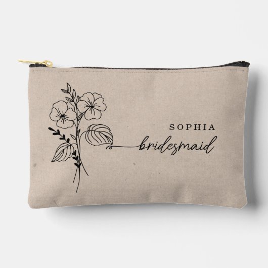 2月誕生月フラワーブリッパーソナライズされたズメイド アクセサリーポーチ (正面)