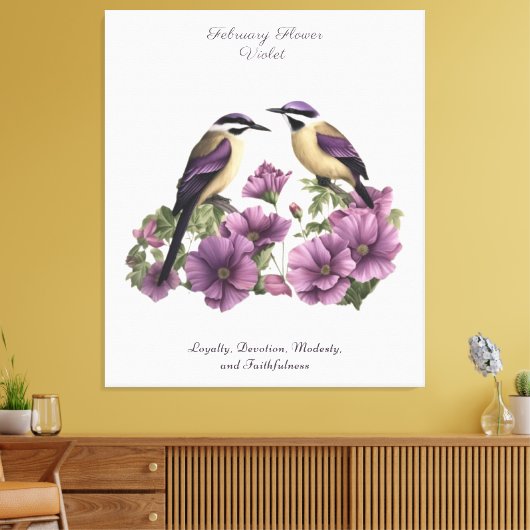 2月誕生月花パーソナライズされた誕生日 キャンバスプリント (インサイチュ (リビング))