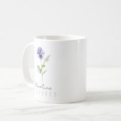 2月誕生月花付き/名前 – Violet コーヒーマグカップ (正面左)