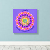 2月誕生花パーソナライズされた曼荼羅禅美術 キャンバスプリント (インサイチュ (ウッドフロア))