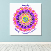 2月誕生花パーソナライズされた曼荼羅禅美術 キャンバスプリント (インサイチュ (ウッドフロア))