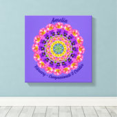 2月誕生花パーソナライズされた曼荼羅禅美術 キャンバスプリント (インサイチュ (ウッドフロア))