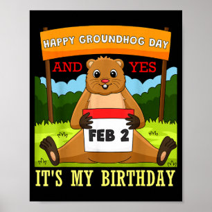 2月2日のグラウンドホッグデーのお誕生日おめでとう ファミ ポスター