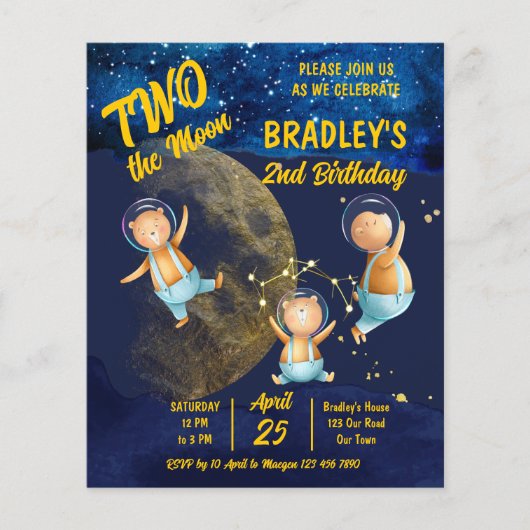 2月2日の誕生日パーティー予算招待状 (正面)