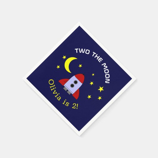 2月2日の誕生日ロケット船宇宙テーマ スタンダードカクテルナプキン (角)