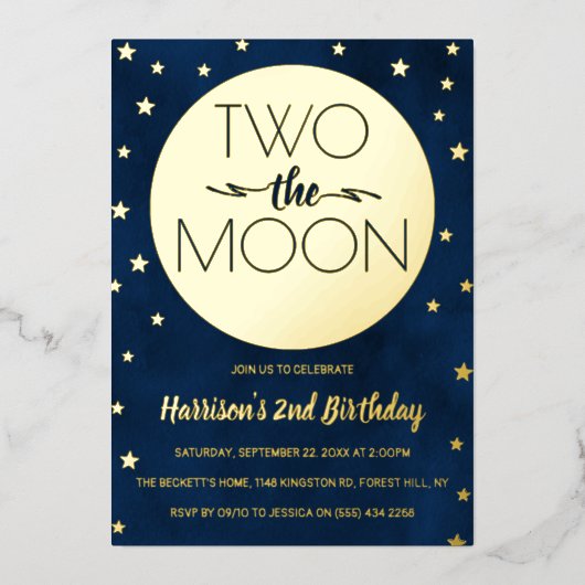 2月2日の誕生日実在 箔招待状 (正面)