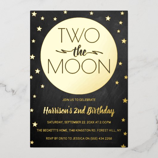 2月2日の誕生日実在 箔招待状 (正面)