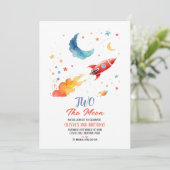 2月2日の誕生日招待状ロケット&スター 招待状 (スタンド正面)