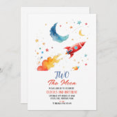 2月2日の誕生日招待状ロケット&スター 招待状 (正面/裏面)