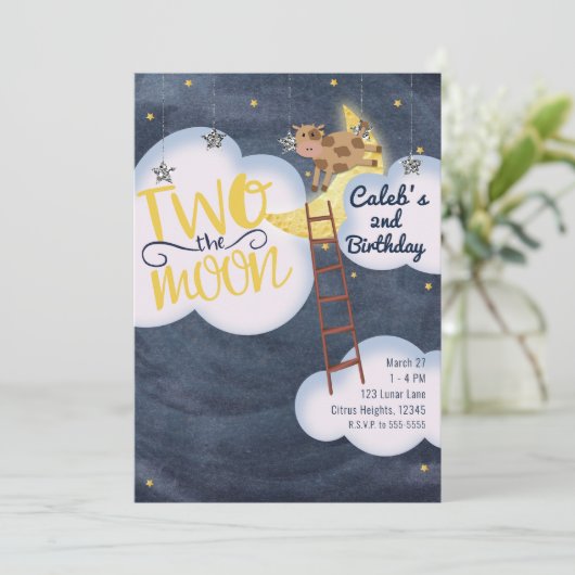 2月2日2誕生日牛子供部屋韻 招待状 (スタンド正面)