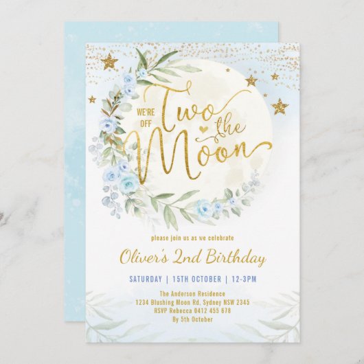 2月2日(月)青の金ゴールドフローラ2歳の少年 招待状 (正面/裏面)