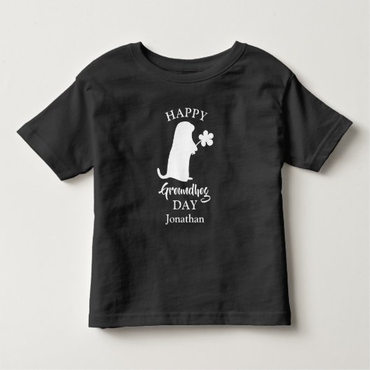 2月2日 | Happy Groundhogの日パーソナライズされた名 トドラーTシャツ (正面)