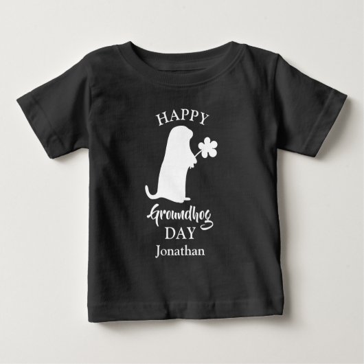 2月2日 | Happy Groundhogの日パーソナライズされた名 ベビーTシャツ (正面)