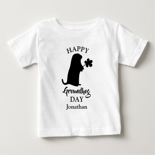 2月2日 | Happy Groundhogの日パーソナライズされた名 ベビーTシャツ (正面)