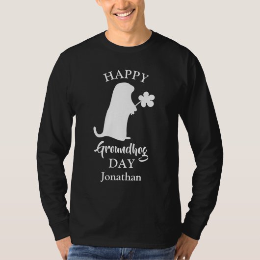 2月2日 | Happy Groundhogの日パーソナライズされた名 Tシャツ (正面)