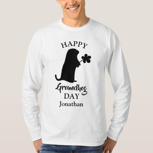 2月2日 | Happy Groundhogの日パーソナライズされた名 Tシャツ (正面)