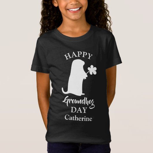 2月2日 | Happy Groundhogの日パーソナライズされた名 Tシャツ (正面)