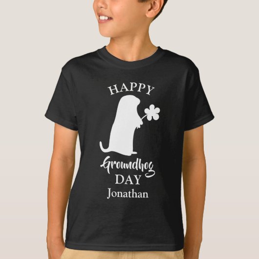 2月2日 | Happy Groundhogの日パーソナライズされた名 Tシャツ (正面)
