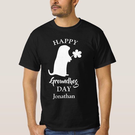 2月2日 | Happy Groundhogの日パーソナライズされた名 Tシャツ (正面)