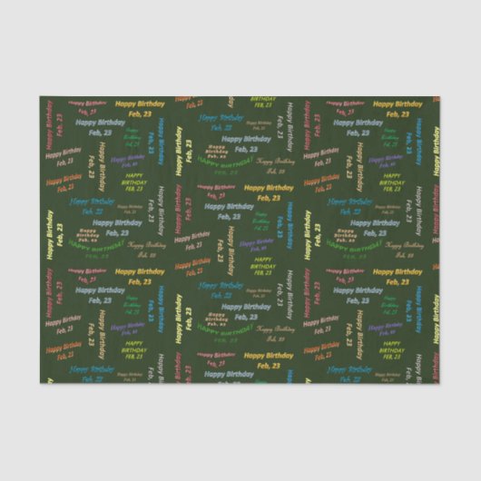 2月23日誕生日ティッシュペーパー 薄葉紙 (正面)