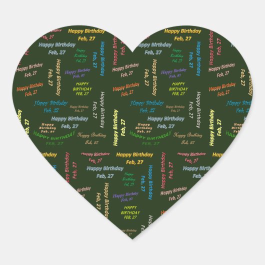 2月27日誕生日シール ハートシール (正面)