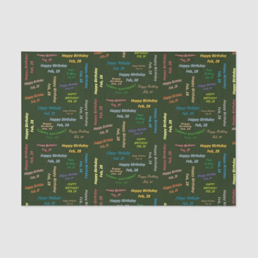 2月28日誕生日ティッシュペーパー 薄葉紙 (正面)