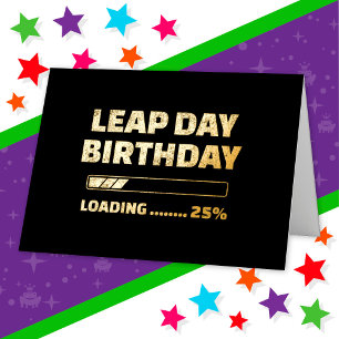 2月29日うるう年誕生日25%うるう日の読み込み 箔グリーティングカード