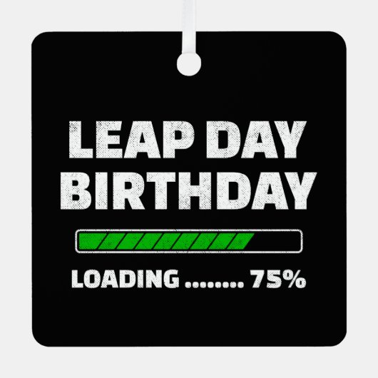 2月29日うるう年誕生日75%うるう日の読み込み メタルオーナメント (正面)