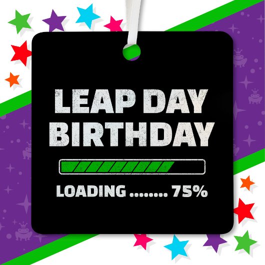 2月29日うるう年誕生日75%うるう日の読み込み メタルオーナメント