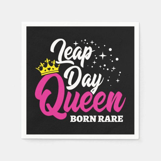 2月29日うるう日クイーンリープイヤー誕生日生まれレア スタンダードカクテルナプキン (正面)