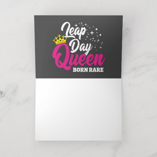 2月29日うるう日クイーンリープイヤー誕生日生まれレア 箔グリーティングカード (内側レイダウン)