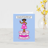 2月29日誕生日アフリカンアメリカン・レディ カード (黄色い花)