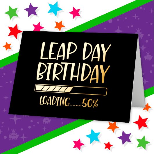 2月29日閏日誕生日50%閏年の読み込み 箔グリーティングカード