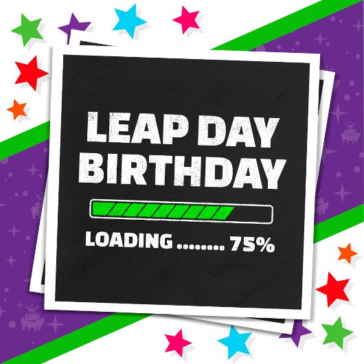 2月29日 うるう年誕生日 75% ロード中 うるう日 スタンダードカクテルナプキン