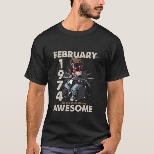 2月50日誕生日犬の恋人1974 50年Yea以来 Tシャツ (正面)