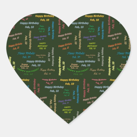 2月， 10誕生日ステッカー ハートシール (正面)