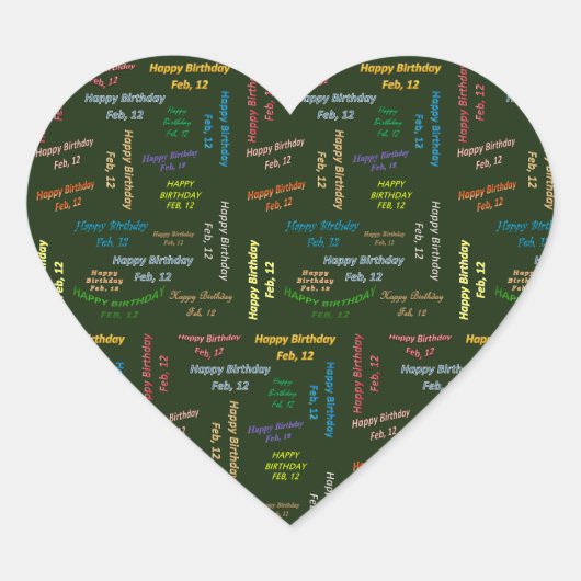 2月， 12誕生日ステッカー ハートシール (正面)