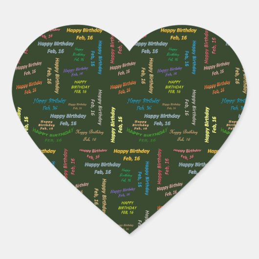 2月， 16誕生日ステッカー ハートシール (正面)